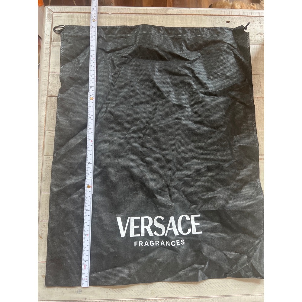 Versace Fragrances Black Large Drawstring Dust Bag Logo Storage Pouch 23x18
